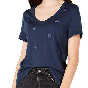Carbon Copy Womens Embroidered Stars T-Shirt Size Small